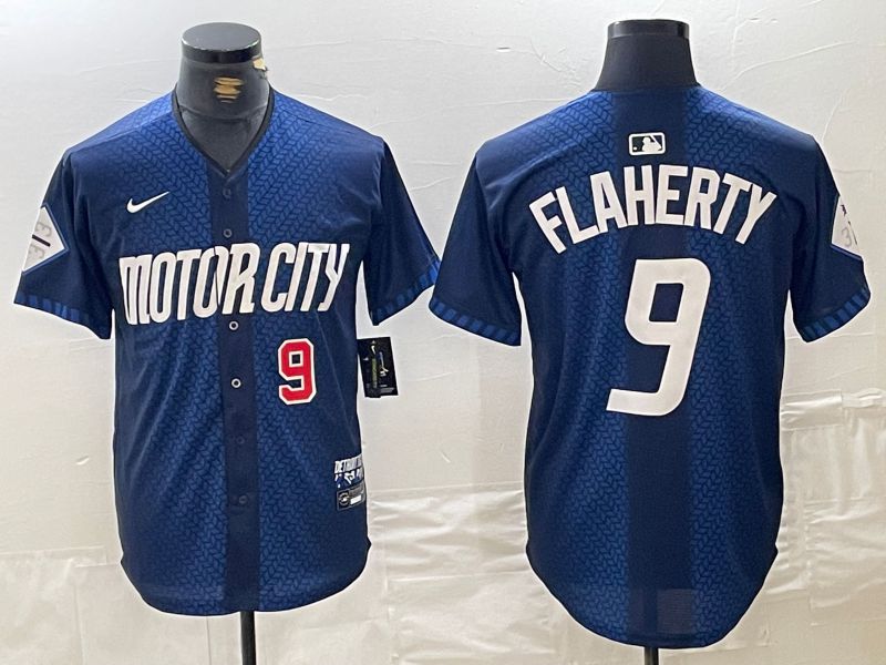 Men Detroit Tigers #9 Flaherty Blue City Edition Nike 2024 MLB Jersey style 3